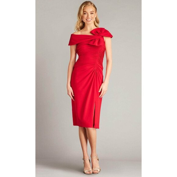Tadashi Shoji Dresses & Skirts - Tadashi Shoji Dress XS X Small Red Draped Bow Midi